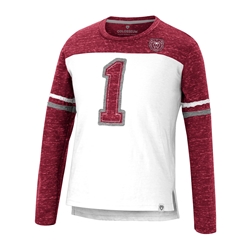 Colosseum Number One Bear Head Youth Girls Maroon & White Long Sleeve
