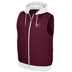 Colosseum Bear Head Maroon and White Puffer Vest