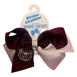 Divine Creations Bear Head Maroon and White Bow