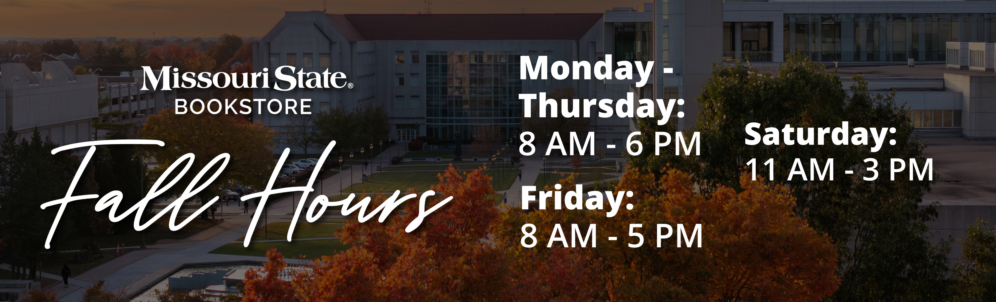 Bookstore fall Hours