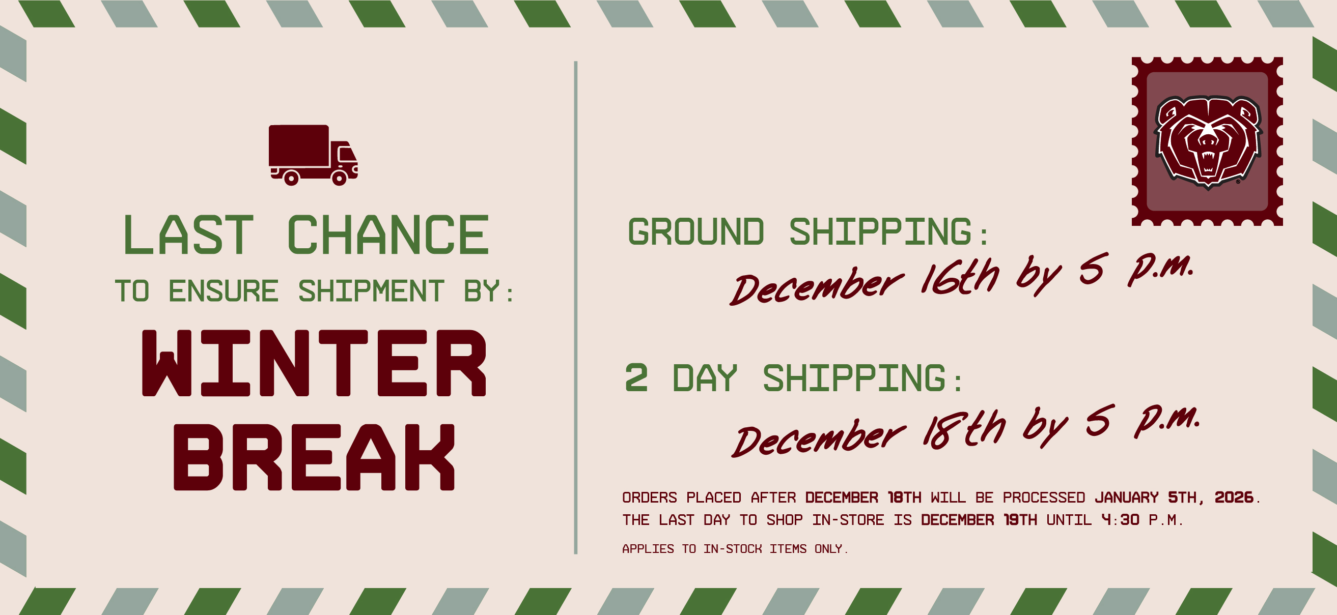 Last chance to order for the holidays is December 16th