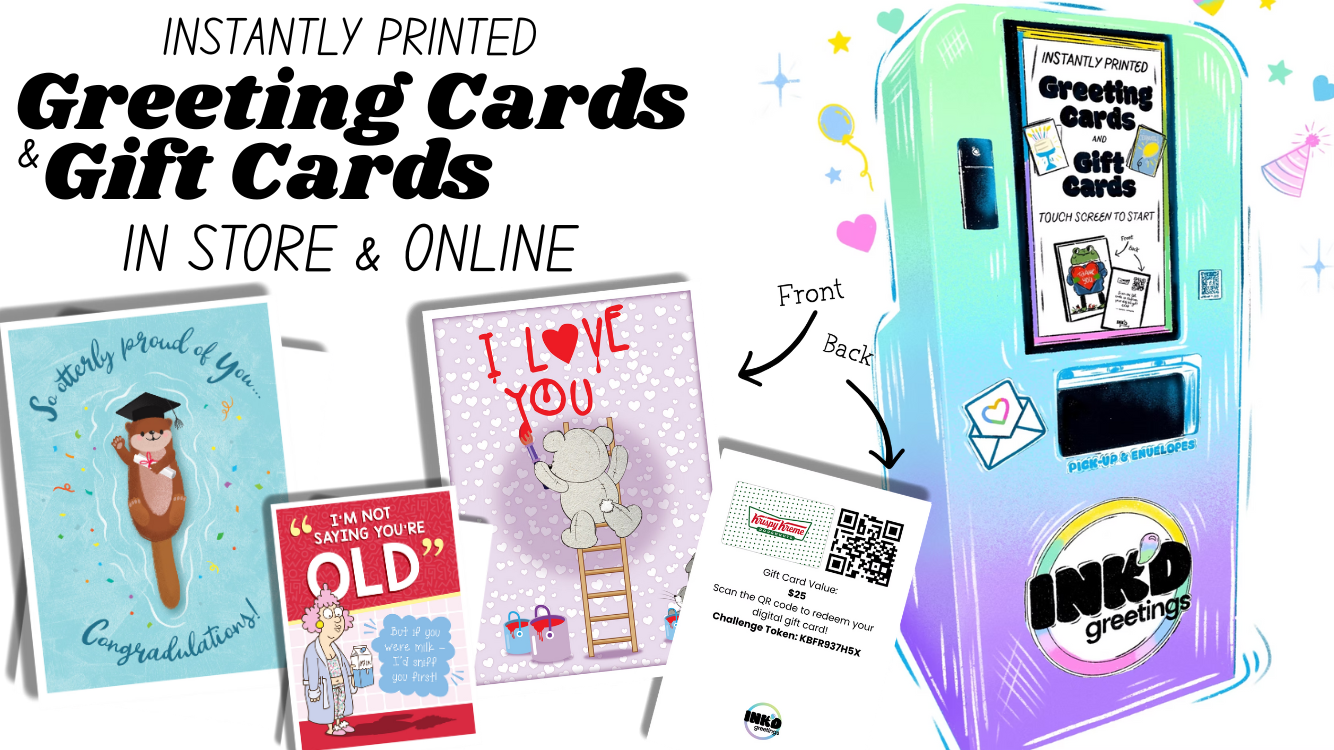 Instantly printed greeting cards and gift cards in store and online