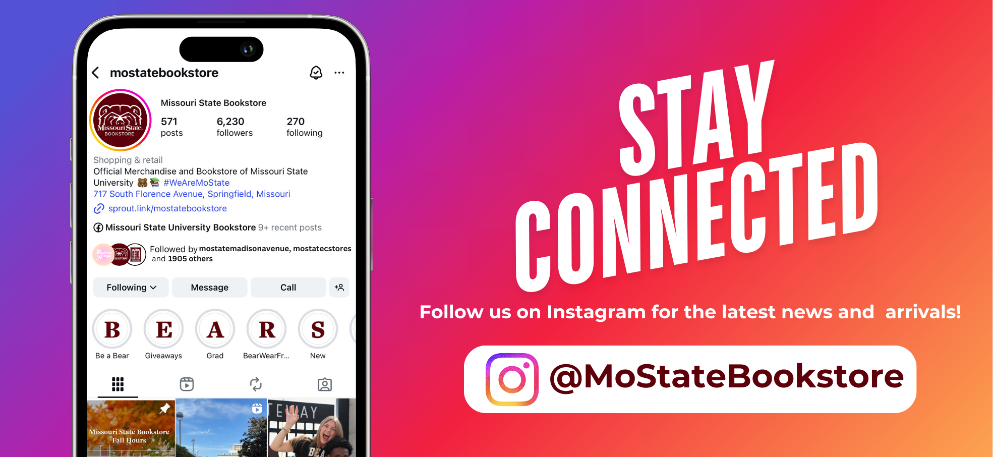 Stay connected! Follow us on Instagram @Mostatebookstore