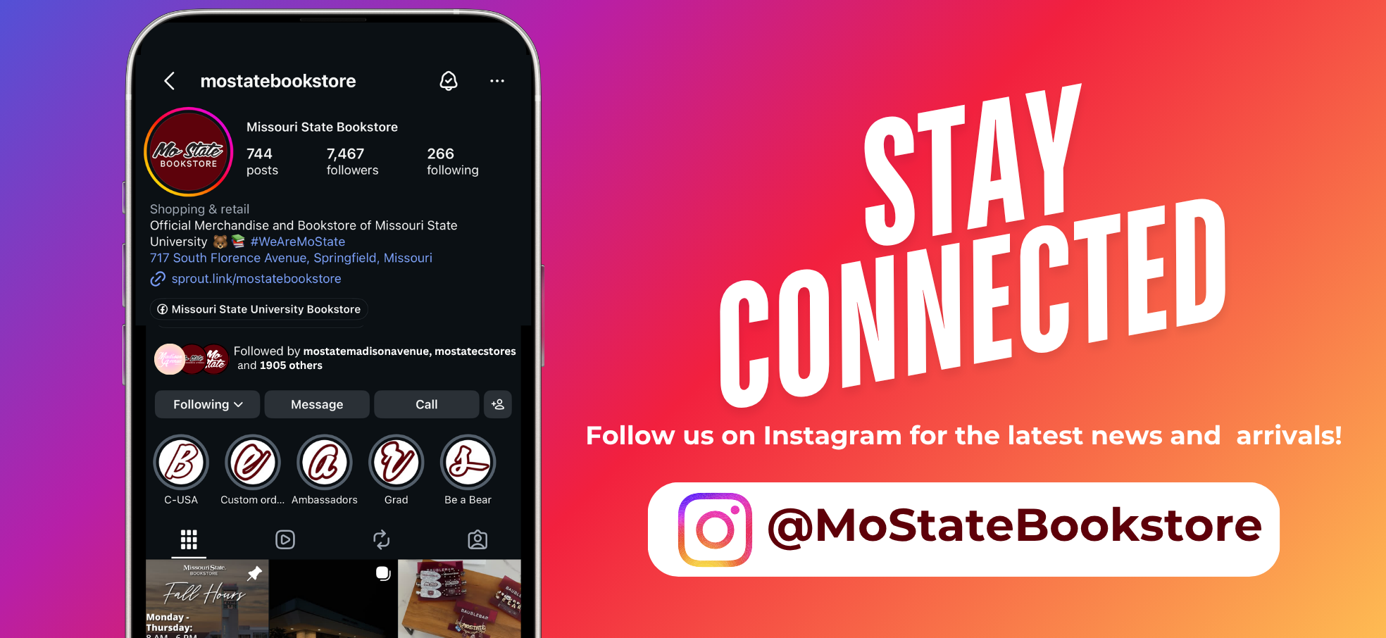 Stay connected! Follow us on Instagram @Mostatebookstore