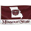 Shape of Missouri with Bear Head Missouri State Maroon/White Flag