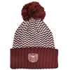 LogoFit Bear Head Maroon and White Chevron Cap with Pom