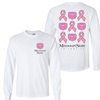 Gildan Bear Head Missouri State University Pink Ribbons and Bears Design White Long Sleeve Tee