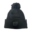 Zephyr Bear Head Black Stocking Cap with Pom