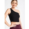Knittrend Plus Size Ribbed One Shoulder Crop Top