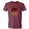 Gildan Missouri State Golden Bear Walking Bear Heather Maroon Short Sleeve PREORDER