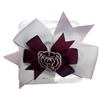 Divine Creations Bear Head Maroon and White Layered Bow