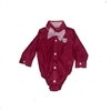 CKW Bear Head Infant Maroon Bodysuit With Checkered Bow Tie