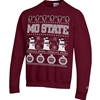 Champion Bear Head MO State snowman Holiday Print Maroon Crewneck