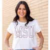 Gameday Social MSU Ladies White Cropped Tee