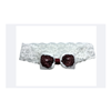 USA Bear Head Infant's White Lace HeadBand with Mini Bow