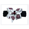 USA White Bear Head Mini Bow on Black crochet Head Band