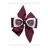 USA Bear Head Maroon and White Fan Style Bow