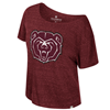 Colosseum Bear Head Ladies Maroon Off The Shoulder Tee