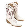 Western Bow Embroidered Ankle Boots