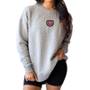 Chicka-d Bear Head Ladies Gray Quilted Crewneck
