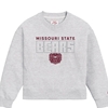League Glitter Missouri State Bears Bear Head Ladies Ash Cropped Crewneck