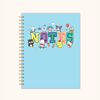 Hello Kitty and Friends College Letters Blue Extra-Large Spiral Notebook with Pocket & Sticker Sheet