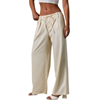 Low-Rise Front Pleated Tie Pants