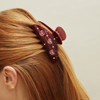 Baublebar Bear Head and Rhinestone Maroon Claw Clip