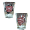 Jenkins Bear Head Over Black and Maroon Shot Glass