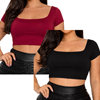Curvy Cropped Short Sleeve Top