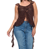 Curvy Animal Mesh Print Ruffle Top