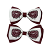 USA Bows Bear Head White and Maroon Bow Hair Clips