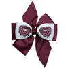 USA Bows Bear Head Layered Maroon and White Small Clip-In Bow