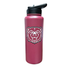 Logo Brands Bear Head Maroon Metal Water Bottle