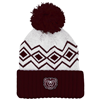 LogoFit Bear Head White and Maroon Diamonds Cap with Pom