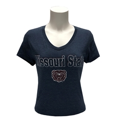 CI Sport Ladies Missouri State Bear Head Short Sleeve V-Neck
