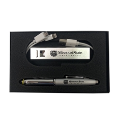 Missouri State Univeristy Bear Head Silver Pen and Power Bank