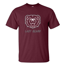 Gildan Bear Head Lady Bears Maroon Short Sleeve