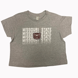 Ouray Ladies Missouri State Bear Head Oxford Crop Top