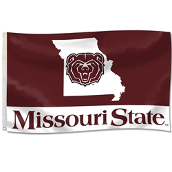 Shape of Missouri with Bear Head Missouri State Maroon/White Flag