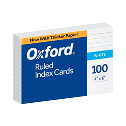 Oxford White 4" x 6" Index Cards