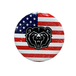 Bear Head American Flag Button