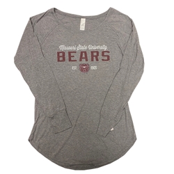 CI Sport Ladies Missouri State University Bears Est. 1905 Gray Long Sleeve Tee