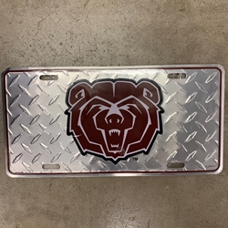 Game Day Outfitters Silver Bear Head License Plate