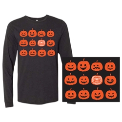 Bella Canvas Bear Head and Pumpkins Black Long Sleeve Tee