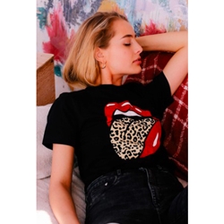 Mouth with Leopard Tongue Graphic Tee