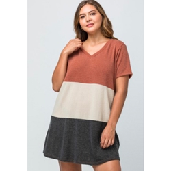 The Quin Color Block Short Sleeve Sweater Dress