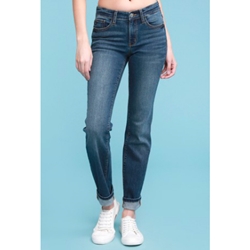 Plus Size Straight Leg Cuffed Medium Washed Jeans