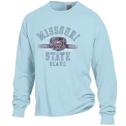 Comfort Wash Missouri State Bears 1905 Bear Head Light Blue Long Sleeve Tee