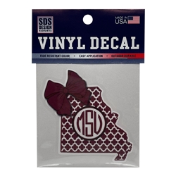 SDS Design MSU in State with Bow 4"X3" Vinyl Decal